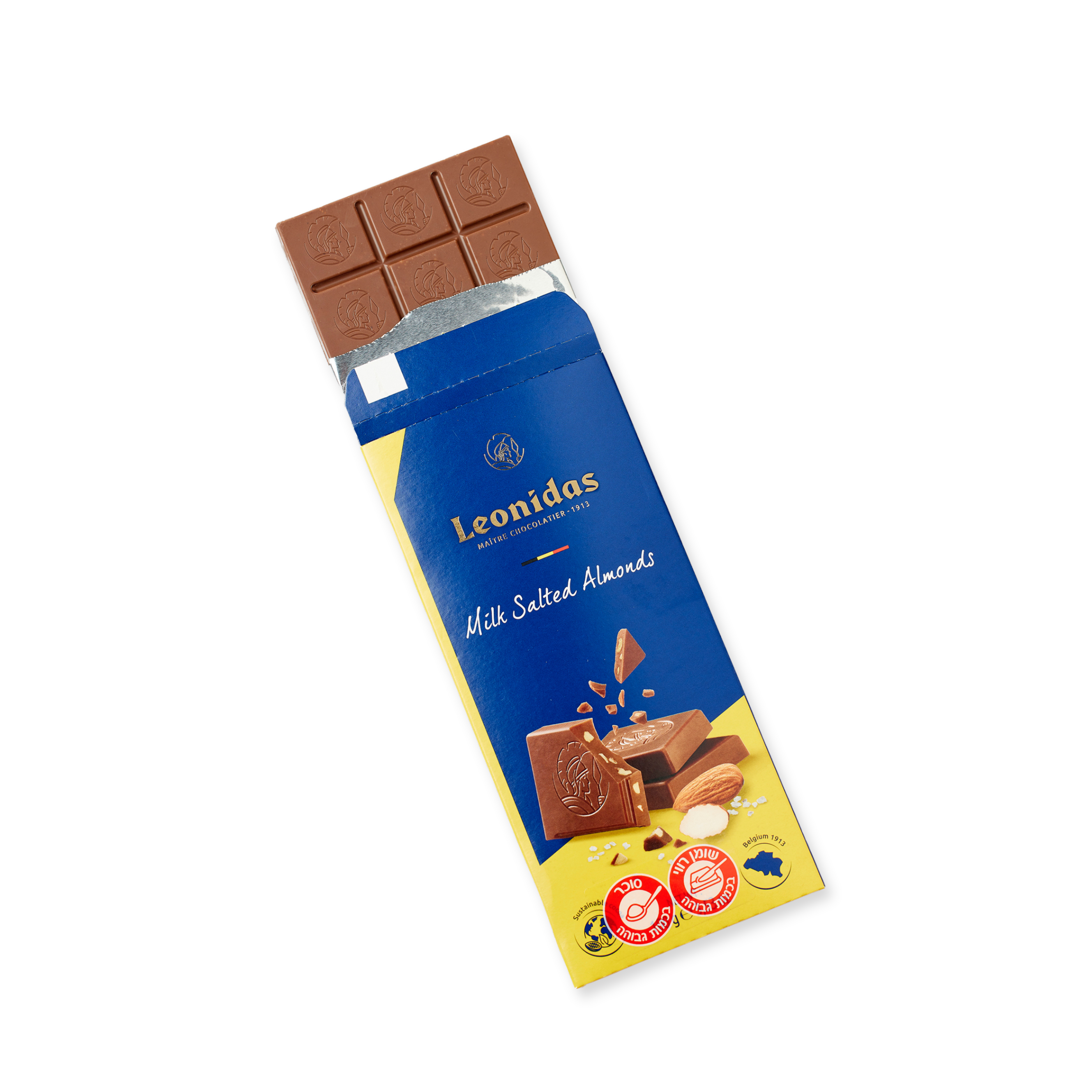 טבלת שוקולד חלב שקדים מלוחים לאונידס