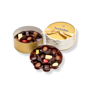 מארז שוקולד לאונידס עגול לבן / זהב